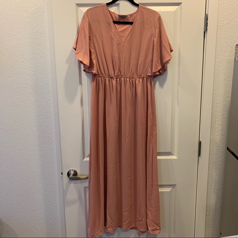 Shein Butterfly Sleeve Solid A-Line Pink Dress - Size 12